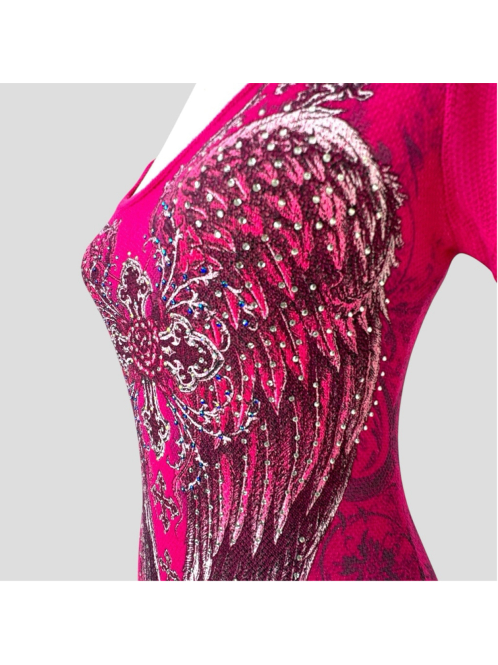 Rhinestone Angel Wings Rose Cross Top S Cyber Y2K Mall Goth From LA By Bus Stop - Picture 14 of 16
